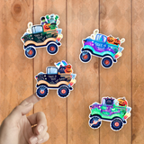 Halloween Stickers/ Spooky Monster Trucks Collection Laptop Decal, Planner, Journal Vinyl Sticker Pack
