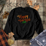 Happy Fall Y’all Autumn Sweatshirt/ Fall Leaf Sweatshirt/ Metallic Orange And Green Rustic Fall Colors Fleece Sweater