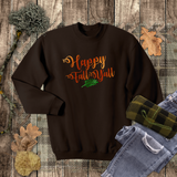 Happy Fall Y’all Autumn Sweatshirt/ Fall Leaf Sweatshirt/ Metallic Orange And Green Rustic Fall Colors Fleece Sweater