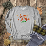 Happy Fall Y’all Autumn Sweatshirt/ Fall Leaf Sweatshirt/ Metallic Orange And Green Rustic Fall Colors Fleece Sweater