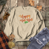Happy Fall Y’all Autumn Sweatshirt/ Fall Leaf Sweatshirt/ Metallic Orange And Green Rustic Fall Colors Fleece Sweater