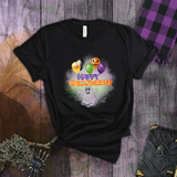 Happy Halloween Ghost Shirt/ Orange Purple Foil Letter Balloons T-Shirts