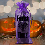Disney Haunted Mansion Wine Gift Bag/ Foolish Mortal Purple Metallic Organza Wine Tote Bag