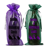 Disney Haunted Mansion Wine Gift Bag/ Beware Of Hitchhiking Ghosts Purple Metallic Organza Wine Tote Bag