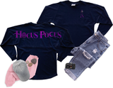 Disney Hocus Pocus 2 Jersey/ Black Flame Candle Holographic Spirit Shirt/ Glitter Hocus Pocus Oversized Jersey Top
