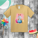 Easter Kids Shirts/ Easter Bunny Gnome With Decorated Eggs Polkadots Children T shirts