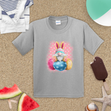 Easter Kids Shirts/ Easter Bunny Gnome With Decorated Eggs Polkadots Children T shirts
