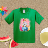 Easter Kids Shirts/ Easter Bunny Gnome With Decorated Eggs Polkadots Children T shirts