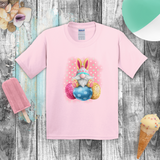 Easter Kids Shirts/ Easter Bunny Gnome With Decorated Eggs Polkadots Children T shirts