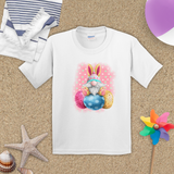 Easter Kids Shirts/ Easter Bunny Gnome With Decorated Eggs Polkadots Children T shirts