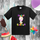 Easter Kids Shirts/ Happy Easter Bunny Pastel Watercolor Hot Air Balloon Children T Shirts