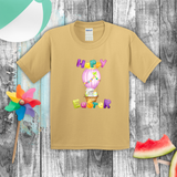 Easter Kids Shirts/ Happy Easter Bunny Pastel Watercolor Hot Air Balloon Children T Shirts