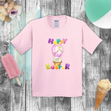 Easter Kids Shirts/ Happy Easter Bunny Pastel Watercolor Hot Air Balloon Children T Shirts