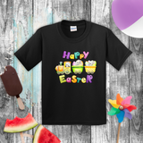 Easter Kids Shirts/ Happy Easter Bunny Pastel Watercolor Train Children T Shirts