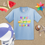 Easter Kids Shirts/ Happy Easter Bunny Pastel Watercolor Train Children T Shirts