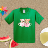 Valentine Kids Shirts/ Cute Valentines Day Watercolor Puppies In Cups Children T Shirts