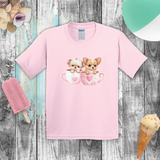 Valentine Kids Shirts/ Cute Valentines Day Watercolor Puppies In Cups Children T Shirts