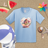 Valentine Kids Shirts/ Valentines Day Watercolor Village Heart Glass Snowglobe Children T Shirts
