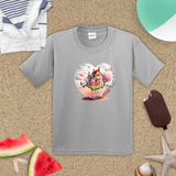 Valentine Kids Shirts/ Valentines Day Watercolor Village Heart Glass Snowglobe Children T Shirts