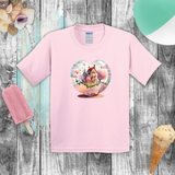 Valentine Kids Shirts/ Valentines Day Watercolor Village Heart Glass Snowglobe Children T Shirts
