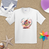 Valentine Kids Shirts/ Valentines Day Watercolor Village Heart Glass Snowglobe Children T Shirts