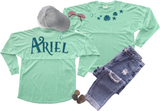 Disney Little Mermaid Jersey/ Glitter Ariel Spirit Shirts/ Disney Princess Glitter Mermaid Vacation Oversized Jersey Top