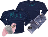 Disney Little Mermaid Jersey/ Glitter Ariel Spirit Shirts/ Disney Princess Glitter Mermaid Vacation Oversized Jersey Top