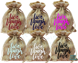 Burlap And Ivory Lace Large Gift Favor Bag/ Live Laugh Love Gift Bag/ Rustic Burlap Bridesmaid Gift/ Wedding Favors/ Country Burlap Bag