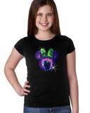 Maleficent Minnie Mouse Glitter Girls Shirt/ Disney Glitter Maleficent Shirt/ Halloween Maleficent And Green Fire Minnie Bow Glitter Shirt