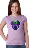 Maleficent Minnie Mouse Glitter Girls Shirt/ Disney Glitter Maleficent Shirt/ Halloween Maleficent And Green Fire Minnie Bow Glitter Shirt