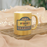 Cinema Sign Mug/ Funny Drama So Apparently I’m Dramatic Marquee Sign Pearl Metallic Silver Gold Coffee Mug Gift Idea