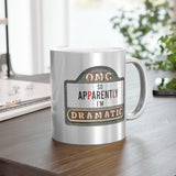 Cinema Sign Mug/ Funny Drama So Apparently I’m Dramatic Marquee Sign Pearl Metallic Silver Gold Coffee Mug Gift Idea