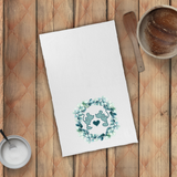 Disney Couple Towels/ Kissing Minnie, Mickey Mouse With Teal Wreath And Heart Waffle Weave Kitchen Dish Towel Decoration Gift