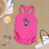 Disney Tank Top/ Mickey Mouse Quotes Women’s Summer Tank/ Disney Mickey Mouse Pose Cartoon Pink And Blue Pattern Art Vacation Tank