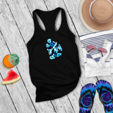Disney Hawaiian Tank Top/ Mickey Mouse Blue Hibiscus Tropical Women’s Summer Tank/ Disney Luau Island Ocean Blue Hibiscus Vacation Tank