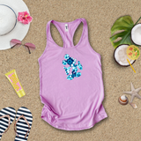 Disney Hawaiian Tank Top/ Mickey Mouse Blue Hibiscus Tropical Women’s Summer Tank/ Disney Luau Island Ocean Blue Hibiscus Vacation Tank