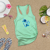 Disney Hawaiian Tank Top/ Mickey Mouse Blue Hibiscus Tropical Women’s Summer Tank/ Disney Luau Island Ocean Blue Hibiscus Vacation Tank