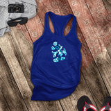 Disney Hawaiian Tank Top/ Mickey Mouse Blue Hibiscus Tropical Women’s Summer Tank/ Disney Luau Island Ocean Blue Hibiscus Vacation Tank
