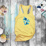 Disney Hawaiian Tank Top/ Mickey Mouse Blue Hibiscus Tropical Women’s Summer Tank/ Disney Luau Island Ocean Blue Hibiscus Vacation Tank