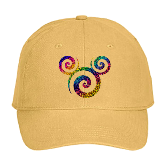 Disney Mickey Mouse Hat/ Swirl Rainbow Mickey Baseball Hat/ Disney Mickey Holographic Metallic Rainbow Vacation Adjustable Cap