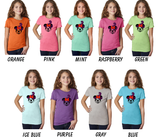 Minnie Mouse Halloween Shirts/ Halloween Witch Glitter Girl’s Top/ Disney Minnie Purple Glitter Witch Hat, Orange Bow Youth Girls T-Shirt