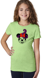 Minnie Mouse Halloween Shirts/ Halloween Witch Glitter Girl’s Top/ Disney Minnie Purple Glitter Witch Hat, Orange Bow Youth Girls T-Shirt