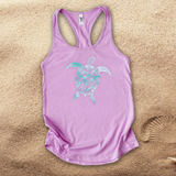 Beach Turtle Tank/ Aqua Ocean Watercolor Art Nautical Tank Tops