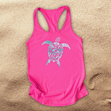 Beach Turtle Tank/ Aqua Ocean Watercolor Art Nautical Tank Tops