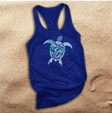 Beach Turtle Tank/ Aqua Ocean Watercolor Art Nautical Tank Tops