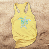 Beach Turtle Tank/ Aqua Ocean Watercolor Art Nautical Tank Tops