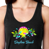 Daytona Seashell Neon Beach Tank/ Tropical Women’s Tank Top/ Nautical Neon Daytona Beach Ocean Seashell Summer Tropical Vacation Tank Top