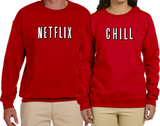 Netflix And Chill Couple Sweatshirt/ Netflix And Chill Matching Couple Fleece Sweater/ Cute Couple Pajama Sweatshirt/ Date Night Shirts