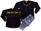 Disney Neverland Jersey/ Peter Pan Spirit Shirts/ Disney Metallic Gold Neverland Peter Pan Vacation Oversized Jersey Top