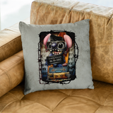 Stitch Pillow/ Stitch Elvis Jailhouse Rock Mugshot Grunge Gothic Vintage Faux Leather Square Pillow Zippered Cover